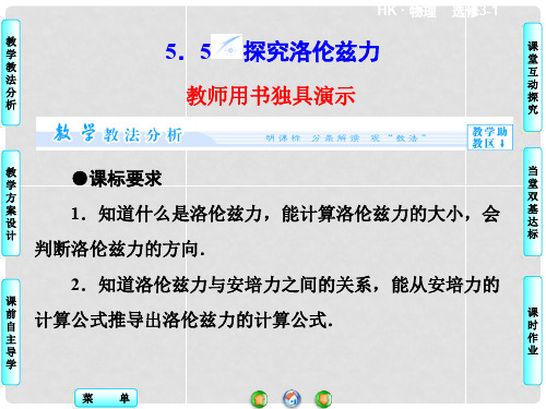 高中物理 5.5 探究洛仑兹力同步备课课件 沪科版选修31