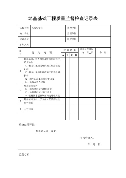 最新整理地基基础工程质量监督检查记录表.doc