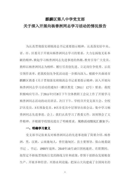 学习杨善洲同志汇报材料