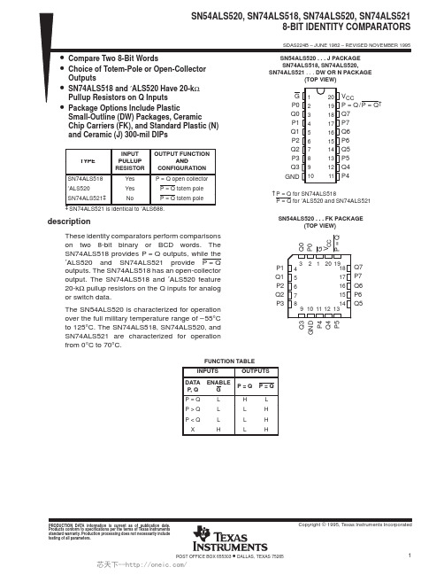 SN74ALS520NSR,SN74ALS521DWRE4,SN74ALS521NSRE4,SN74ALS520NSRE4,SN74ALS520NE4, 规格书,Datasheet 资料