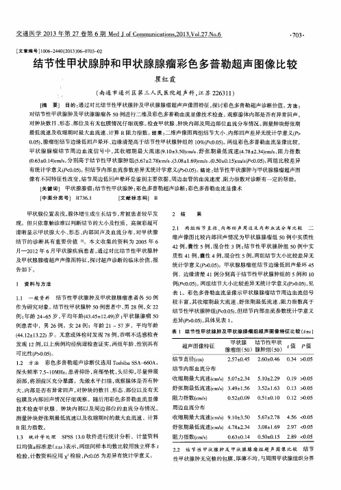 结节性甲状腺肿和甲状腺腺瘤彩色多普勒超声图像比较