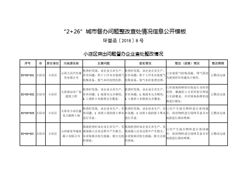 226城市督办问题整改查处情况信息公开模板