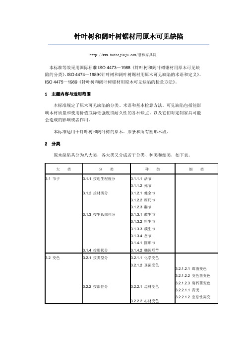 针叶木材与阔叶木材的原材缺陷