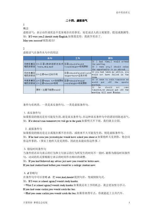 高一英语语法：必修1   24虚拟语气