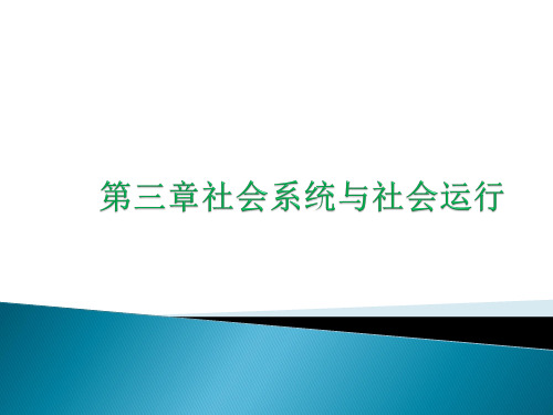 社会学第三章 社会系统与社会运行