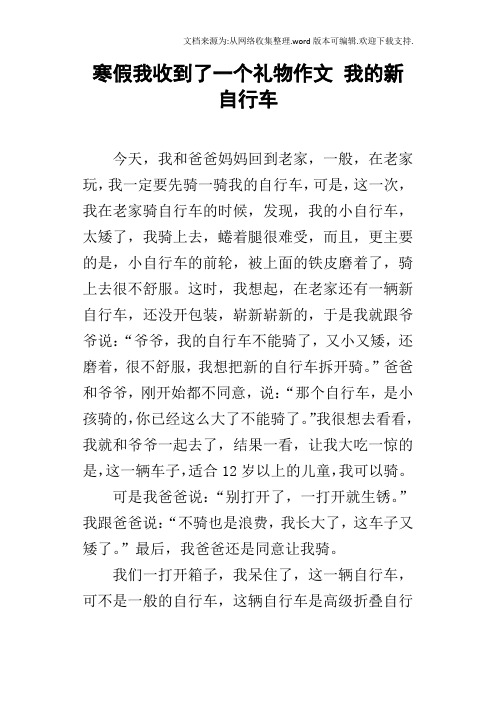 寒假我收到了一个礼物作文我的新自行车