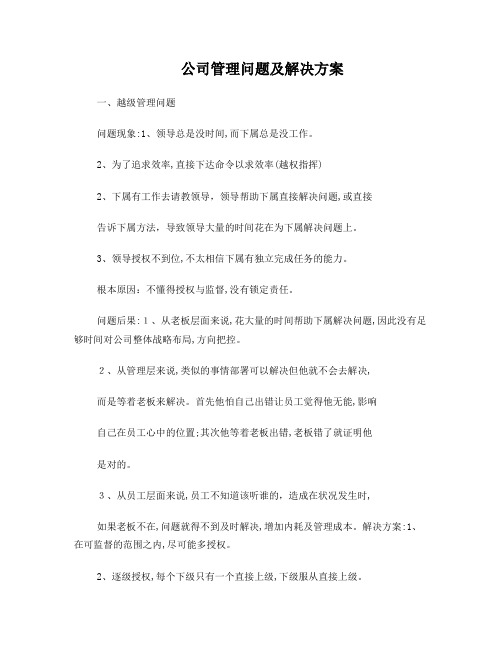 公司管理问题及解决方案