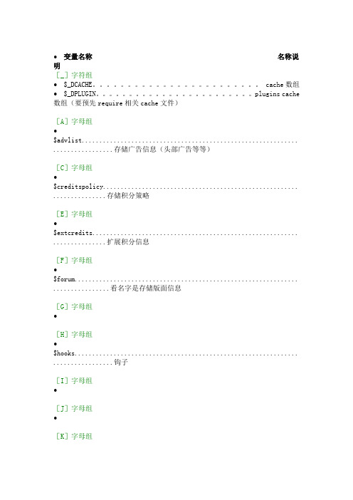 《 DIscuz 全局数组及说明 》