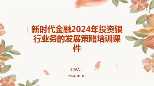 新时代金融2024年投资银行业务的发展策略培训课件