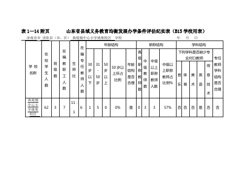 山东省县域义务教育均衡发展办学条件评估纪实表(B15学校用表)