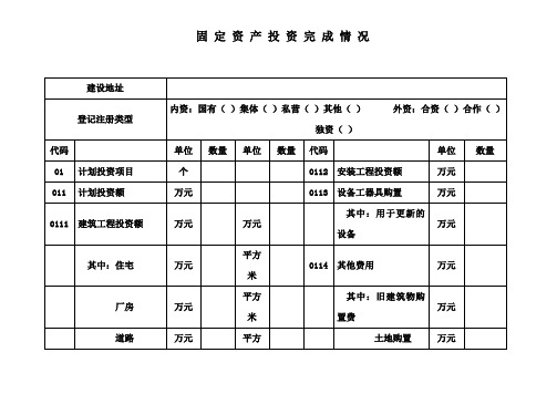 固定资产投资完成情况