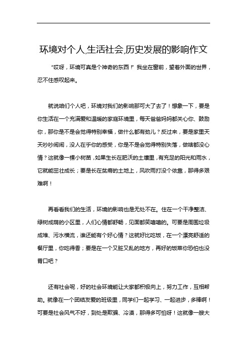 环境对个人,生活社会,历史发展的影响作文