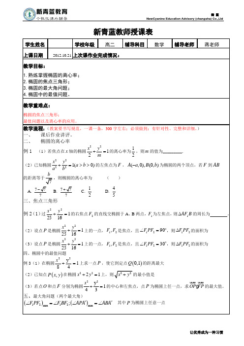 椭圆的焦点三角形及其最值问题