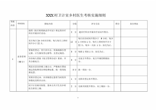 2018XXX村卫计室乡村医生考核实施细表