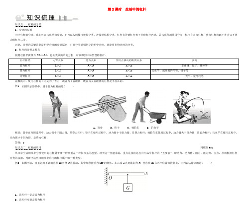 2020八年级物理下册第12章第1节第2课时生活中的杠杆考点手册新版新人教版20200518323