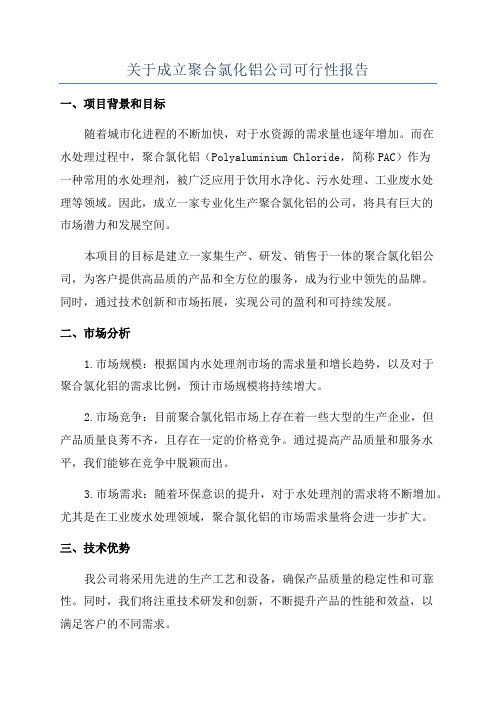 关于成立聚合氯化铝公司可行性报告