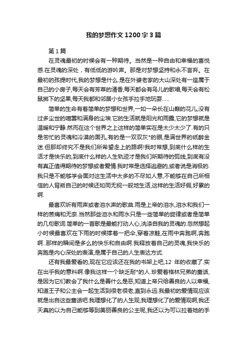 我的梦想作文1200字3篇