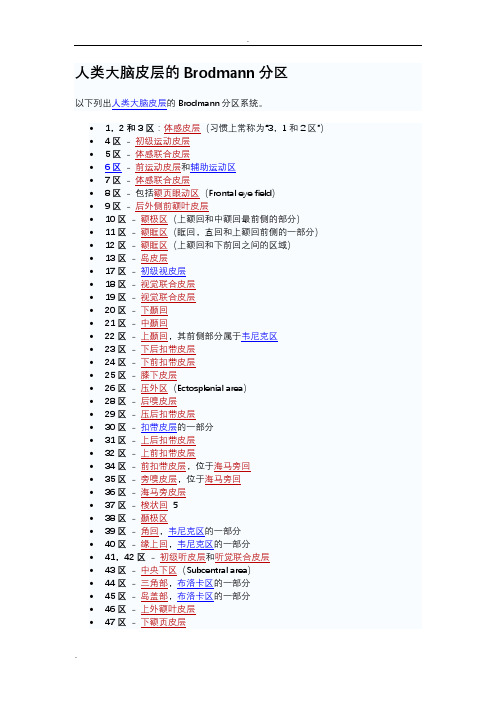 Brodmann分区系统及脑结构