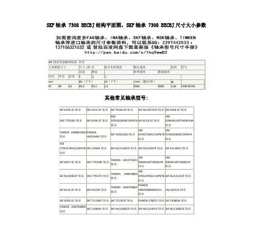 SKF7308BECBJ轴承样本尺寸查询,SKF7308BECBJ轴承型号参数