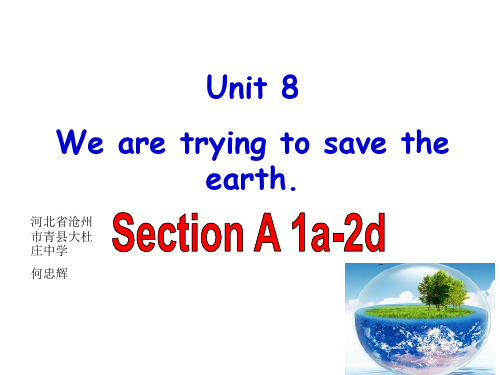 2014年人教新目标九年级英语Unit13I'm trying to save the earth.(全单元)课件