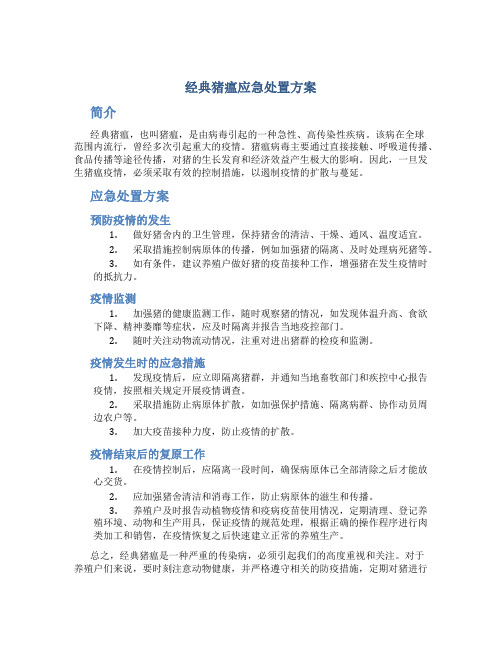 经典猪瘟应急处置方案