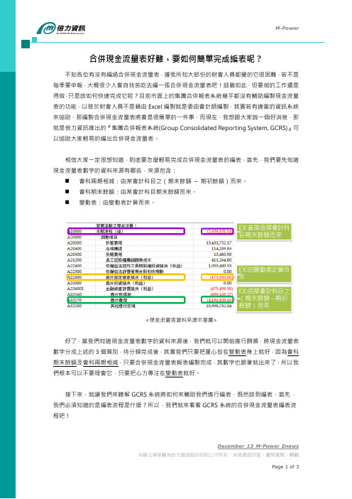 合并现金流量表好难要如何简单完成编表呢