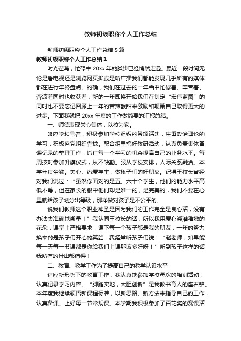 教师初级职称个人工作总结5篇