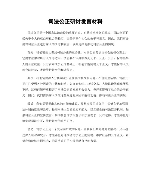 司法公正研讨发言材料