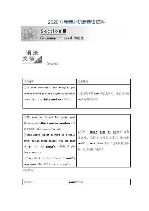 2020年高二英语外研版选修六教学案：Module 1 Section 3 含答案