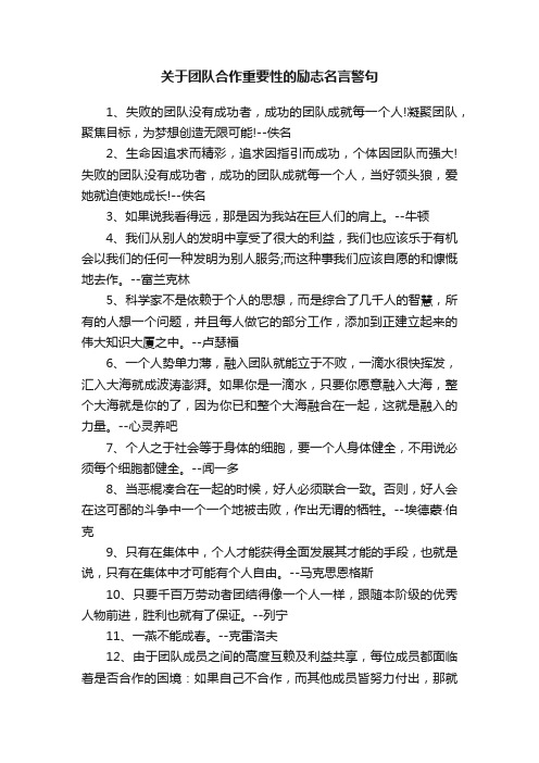 关于团队合作重要性的励志名言警句