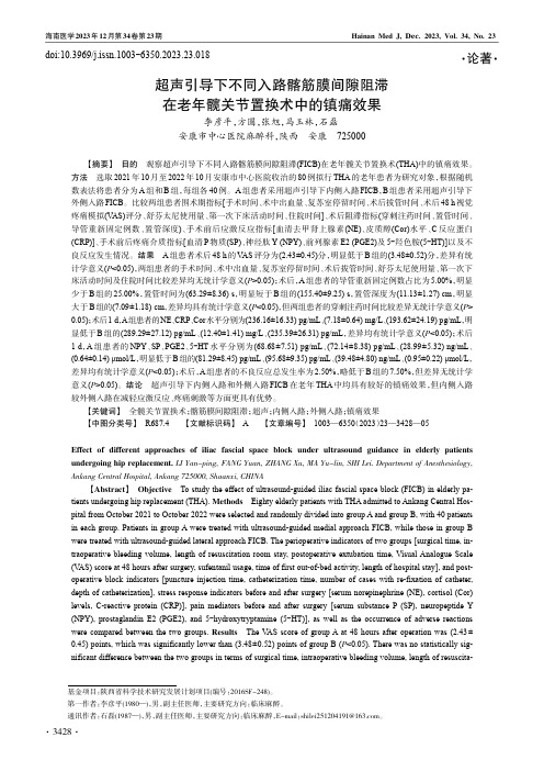 超声引导下不同入路髂筋膜间隙阻滞在老年髋关节置换术中的镇痛效果