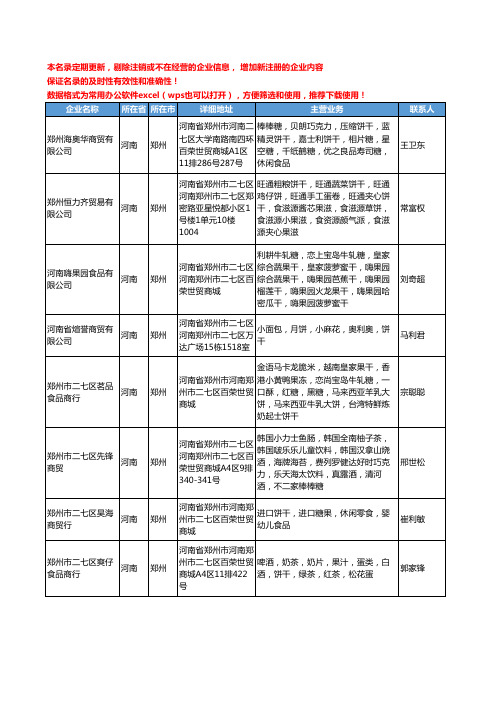 2020新版河南省郑州饼干工商企业公司名录名单黄页大全135家