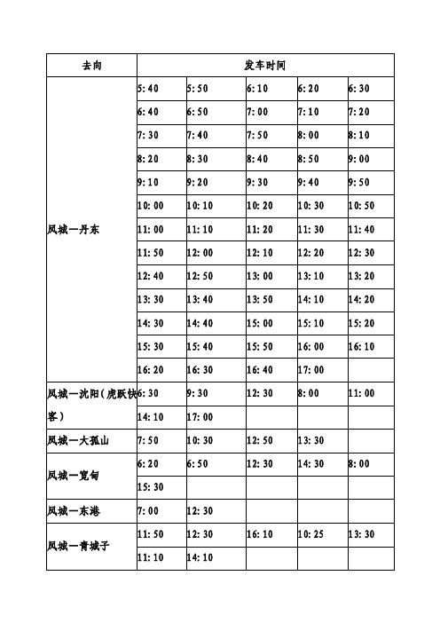 凤城客运站发车时刻表