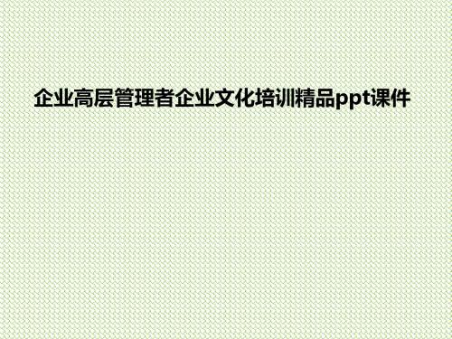 (精编版)企业高层管理者企业文化培训精品ppt课件