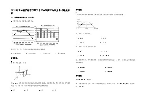 2022年吉林省长春市市第五十三中学高三地理月考试题含解析