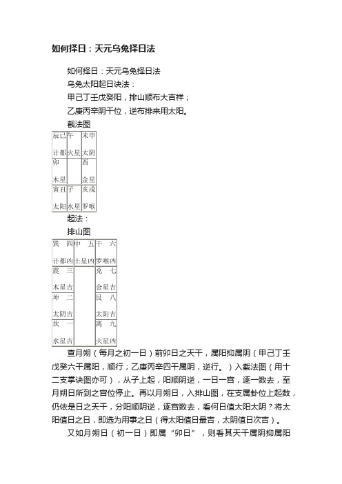 如何择日：天元乌兔择日法