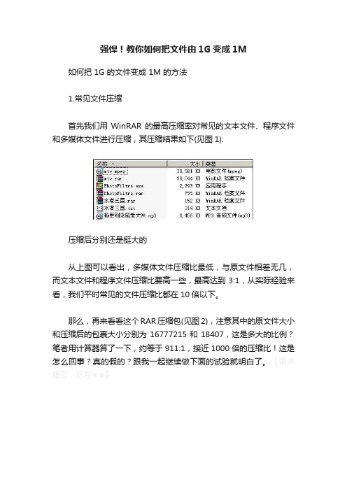 强悍！教你如何把文件由1G变成1M