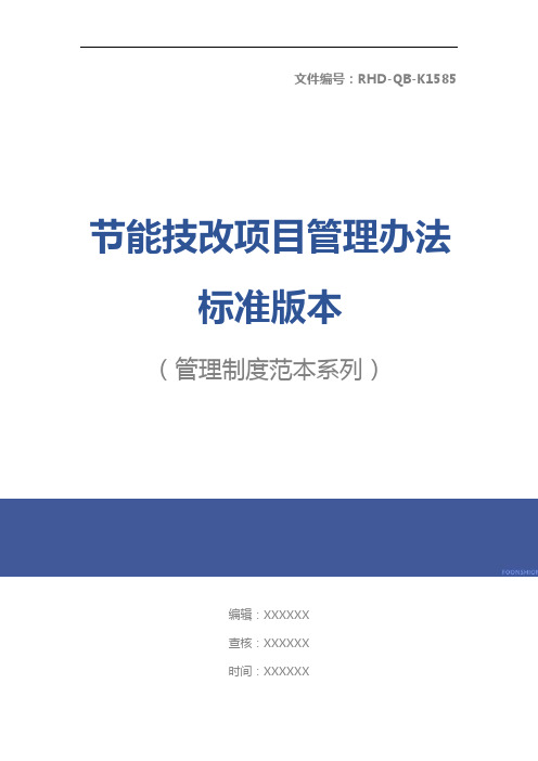 节能技改项目管理办法标准版本