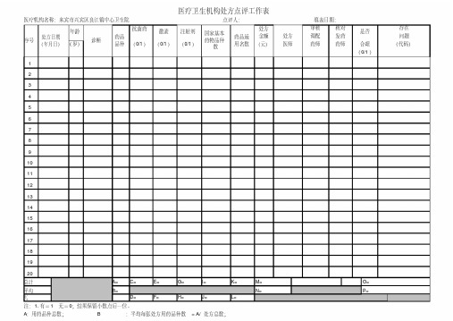 2013年处方点评表(范本)