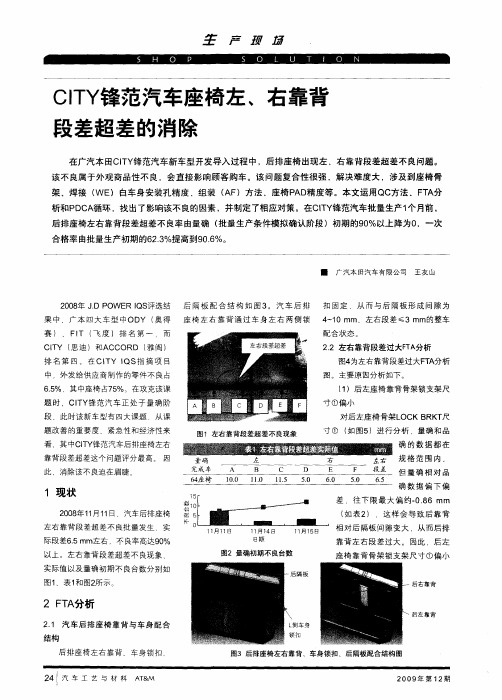 CITY锋范汽车座椅左、右靠背爱差超差的消除