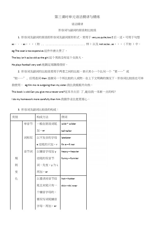 人教版八年级英语下册导学案：Unit7第三课时单元语法精讲与精练.docx