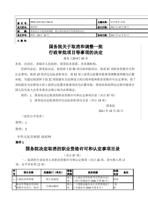 国务院取消职业资格清单目录图文