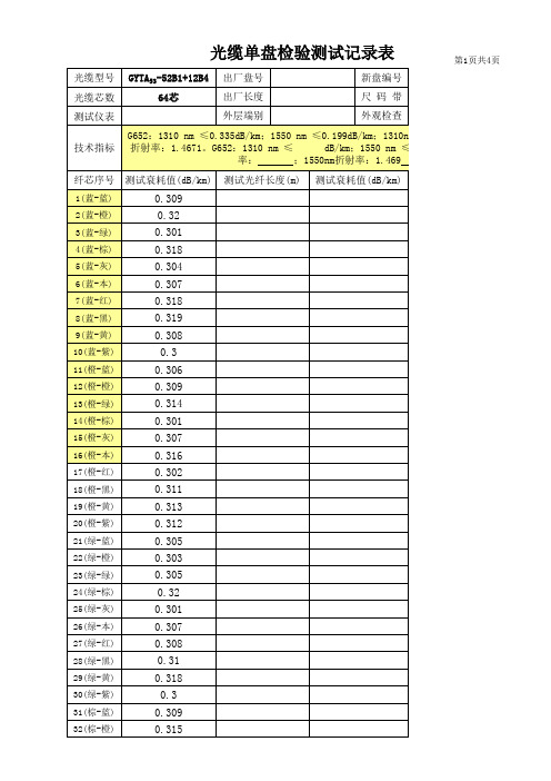 01-1.光缆单盘检验测试记录表(空表)