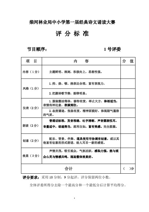 经典诗文大赛评分标准