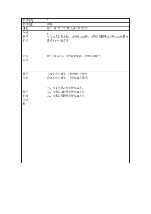 物流成本管理 物流成本核算方法.