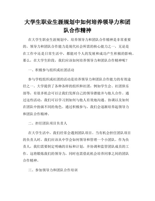 大学生职业生涯规划中如何培养领导力和团队合作精神