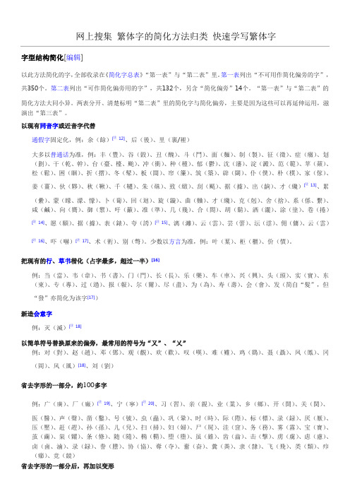 网上搜集繁体字的简化方法归类快速学写繁体字.