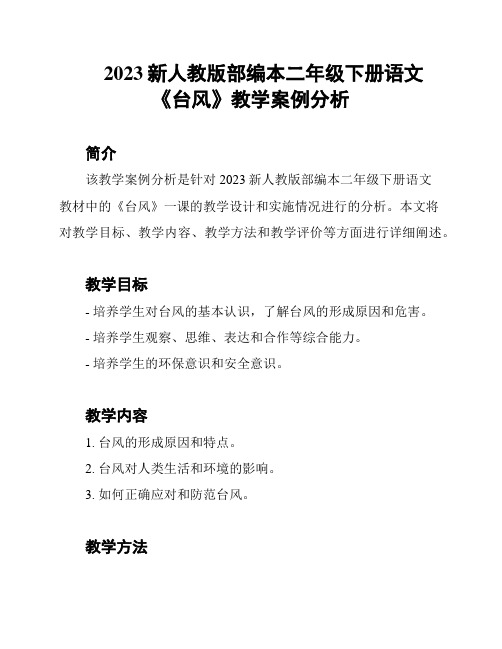 2023新人教版部编本二年级下册语文《台风》教学案例分析