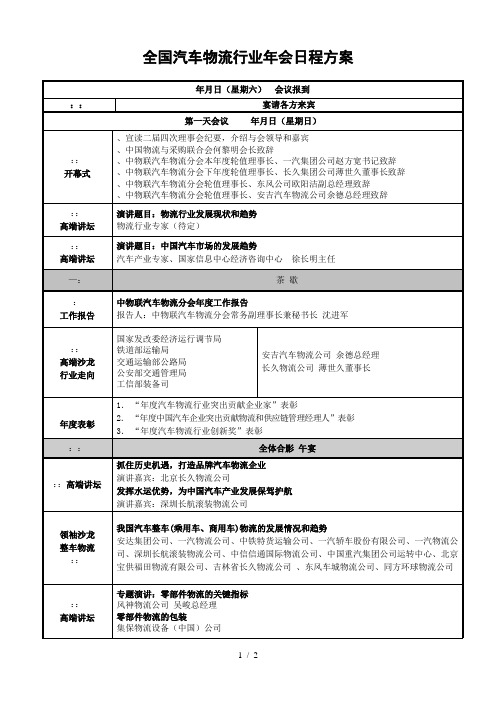 2011全国汽车物流行业年会日程方案