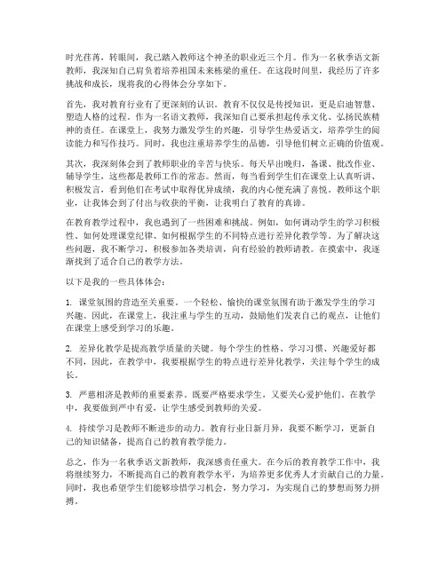 秋季语文新教师心得体会